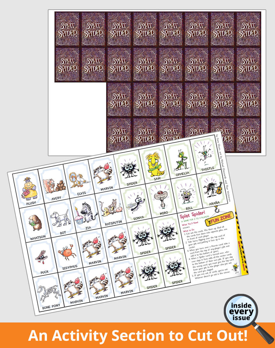 Two sheets of cut-out illustrations with a grid layout.