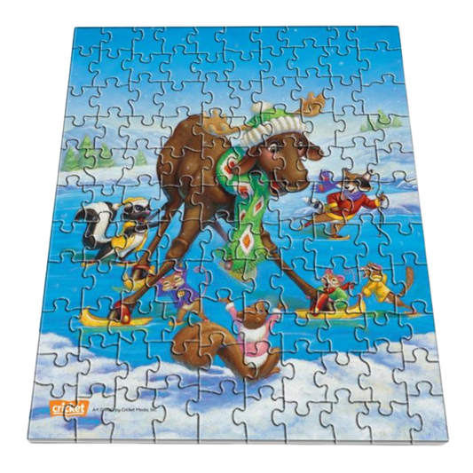 SPIDER “Skating Moose” 110-Piece Kids Jigsaw Puzzle | Larry Reinhart