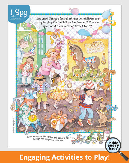 A 'Pin the Tail on the Donkey' game illustration.