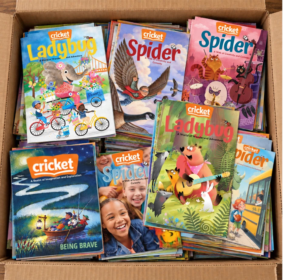Shipping box packed with dozens of LADYBUG, SPIDER and CRICKET back issues